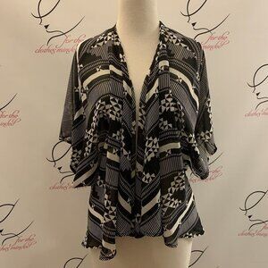 Circles and Cycles. Size XS. Poly Flowy Lagenlook Layering Aztec Kimono. B33